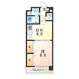 フロンティア中川 1DKの間取図画像
