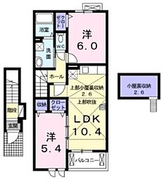 シームリー 2LDKの間取図画像