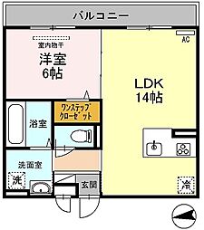 サウスメゾンジャスミン 1LDKの間取図画像