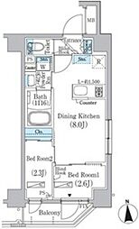中井レジデンス 2階2DKの間取り