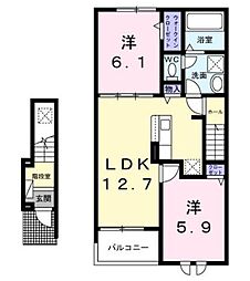 ブラウンヒルズ 2LDKの間取図画像