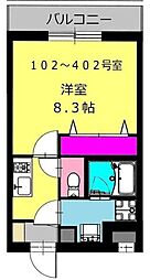 b'CASA港町 1Kの間取図画像