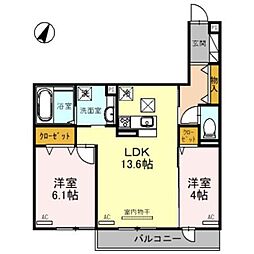 SAKURA甲子園三保町 2LDKの間取図画像