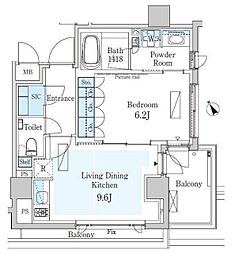 パークアクシスプレミア表参道 1LDKの間取図画像