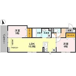 D-ROOM西院小米 2LDKの間取図画像