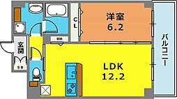 パルテール甲南山手 2階1LDKの間取り