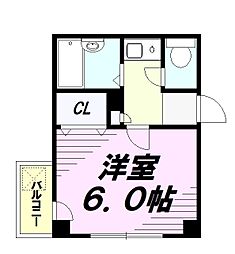 JR横浜線 片倉駅 徒歩1分の賃貸マンション 3階1Kの間取り