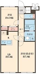 Liberte沼袋 1階2LDKの間取り