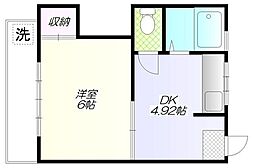ニュープリンスハイツ 2階1DKの間取り