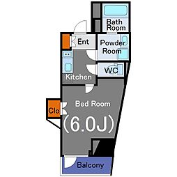 SYFORME SHIROKANE-TAKANAWA 9階1Kの間取り