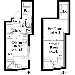 ファーヴァル代々木上原 1階1SDKの間取り