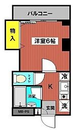 トーワマンション 1階1Kの間取り