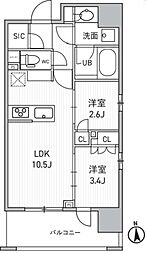 台東区元浅草1丁目マンション 2LDKの間取図画像