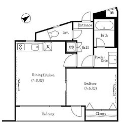 レジディア笹塚 1階1DKの間取り