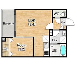 ジーメゾン神戸セレーナ 1階1LDKの間取り