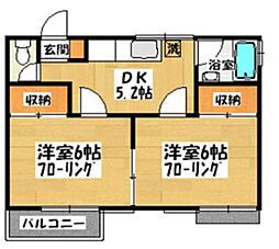 しらゆり荘 2DKの間取図画像