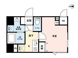 プレール・ドゥーク新丸子 2階1Kの間取り