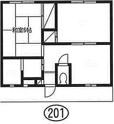 穂高ハイム 2階2DKの間取り