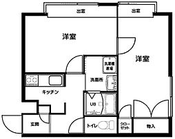 パラシオン椎名町 2階2Kの間取り