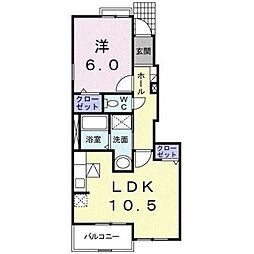 ヴィラ・プリムローズ 1階1LDKの間取り