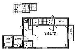 ヴィラヴェール太子堂 2階1Kの間取り