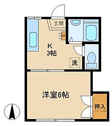 メゾンブランシュA 1階1Kの間取り