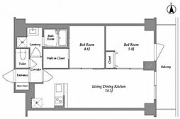KDXレジデンス上板橋 4階2LDKの間取り