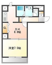 リブハイム土井 1LDKの間取図画像