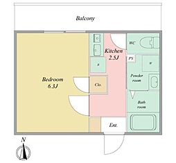 LaLa Gran 3階1Kの間取り