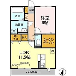 エトワールY.M.C 3階1LDKの間取り
