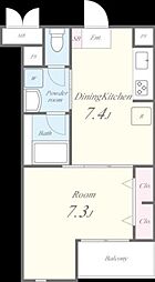TREES2 1DKの間取図画像
