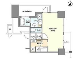 文京ガーデン ザ サウス 18階ワンルームの間取り