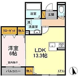 メゾンドール 1LDKの間取図画像