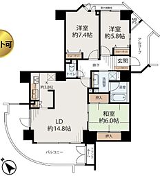レクセル五香ツインフォルテ 3LDKの間取図画像