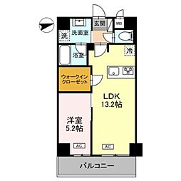 ロイジェントあべの松崎町 1LDKの間取図画像