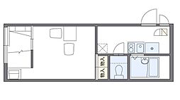 レオパレスポラリス 1Kの間取図画像