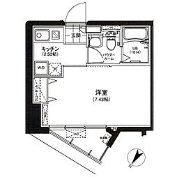 サウンドおしあげ 1Kの間取図画像