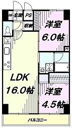 マルナカビレッジ壱番館 2LDKの間取図画像