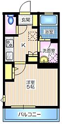 プルミエ間坂 2階1Kの間取り