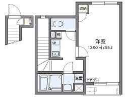 レオネクスト中之郷 2階1Kの間取り