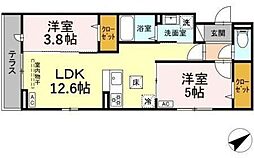 テュルキース 2LDKの間取図画像