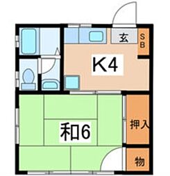 ハイツRORO 1Kの間取図画像