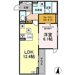 DPaina子母口 1LDKの間取図画像