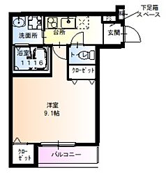 フジパレス大桐5番館 1Kの間取図画像