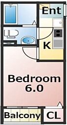 エバーズ鶴ヶ島 3階1Kの間取り