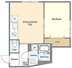 京王井の頭線 永福町駅 徒歩5分の賃貸マンション 4階1LDKの間取り