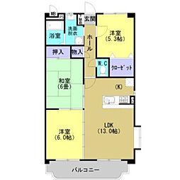 ベネッセ米野 3LDKの間取図画像