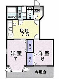 シャンソレイユ 2DKの間取図画像