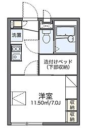 レオパレスプレミール 2階1Kの間取り