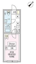スカイラシクラス平和台 1階1Kの間取り